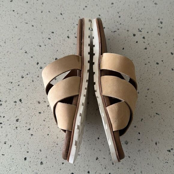 L.L. Bean Women's Natural Tan Leather Straps Slides Casual Sandals Size 9 NWOT - Picture 3 of 12